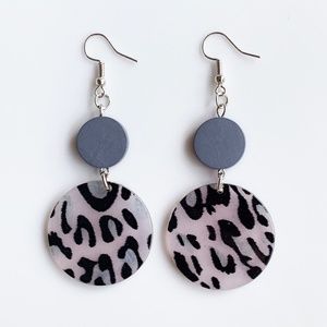 NEW "Terra" Acrylic Wooden Round Earrings (Gray)